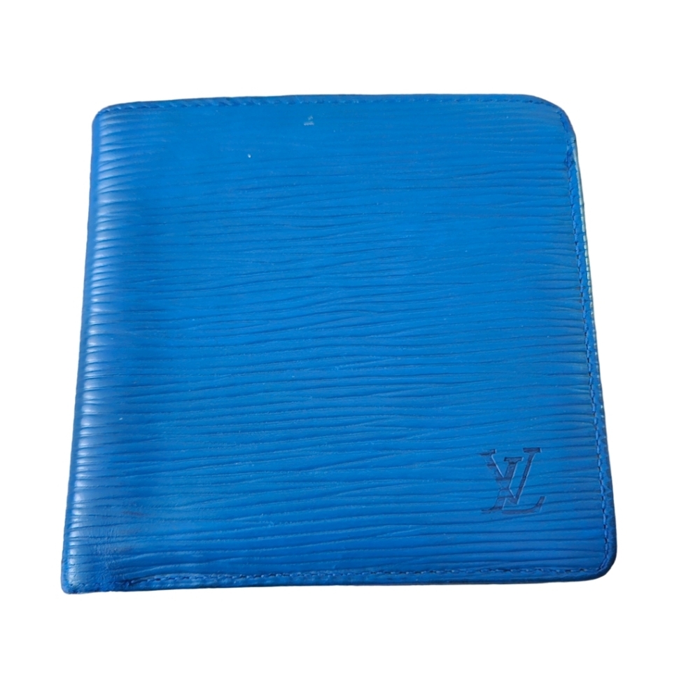 Louis Vuitton Blue Cyan Epi Leather zmens Bi Fold Wallet